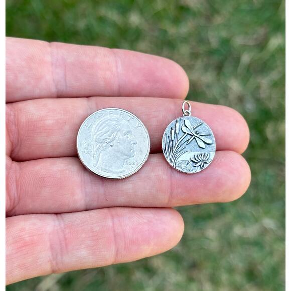 Sterling Silver Pond with Cattails and Dragonfly Necklace - Picture 3 of 3